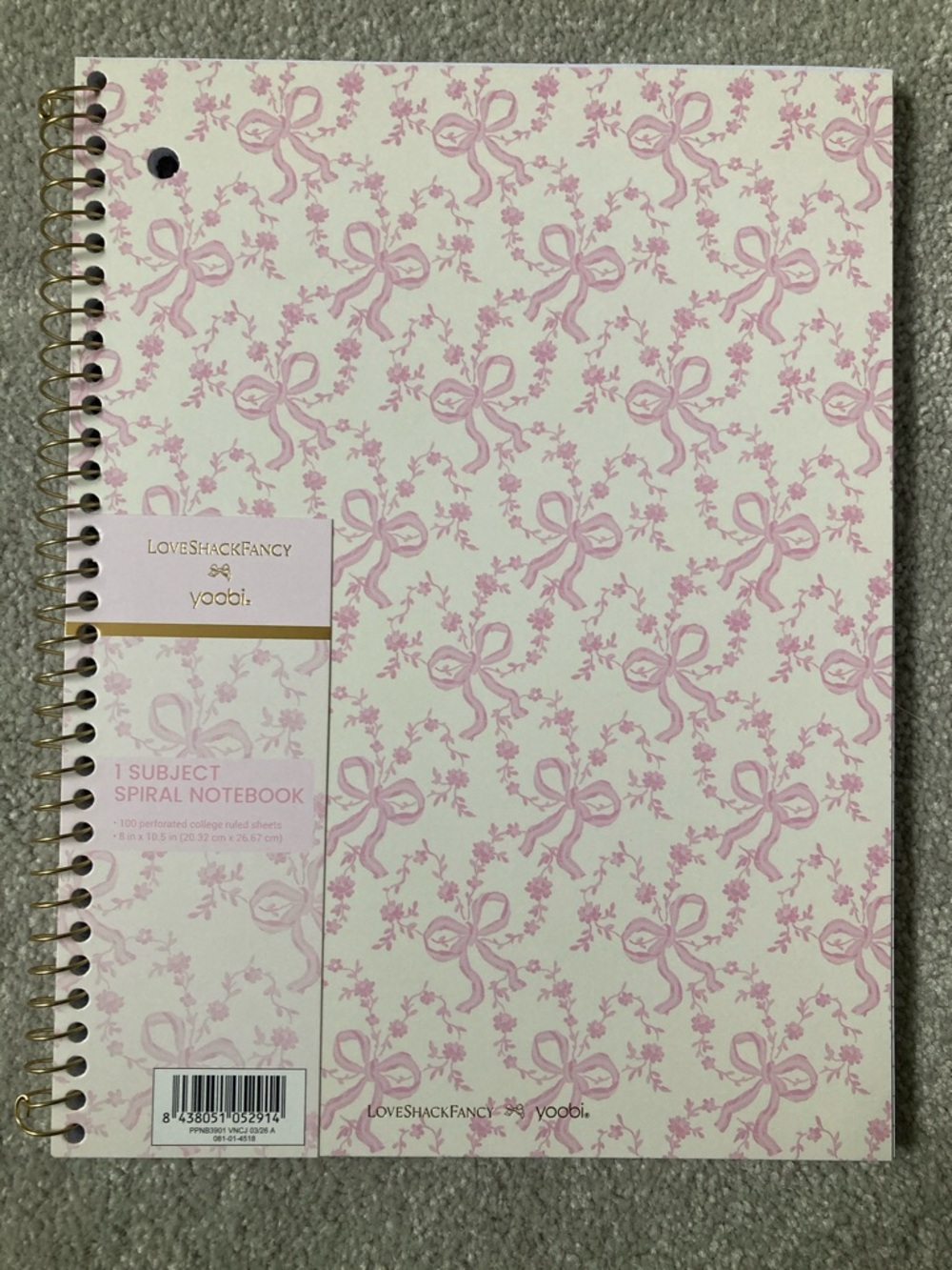 IN-HAND | LoveShackFancy x Target Yoobi Coquette Bow 1-Subject Notebook